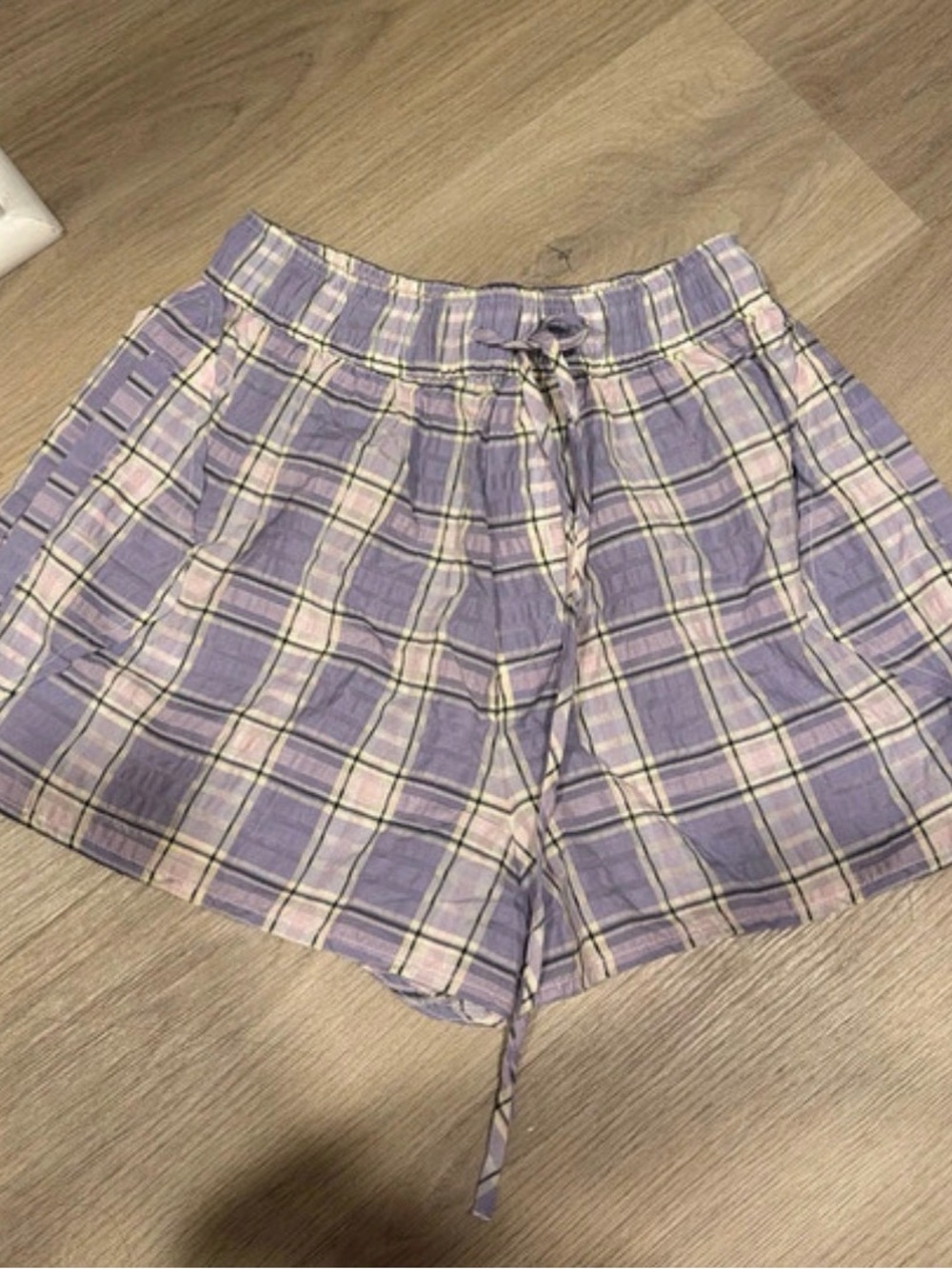 Lavender Plaid Pull-On Women’s Shorts